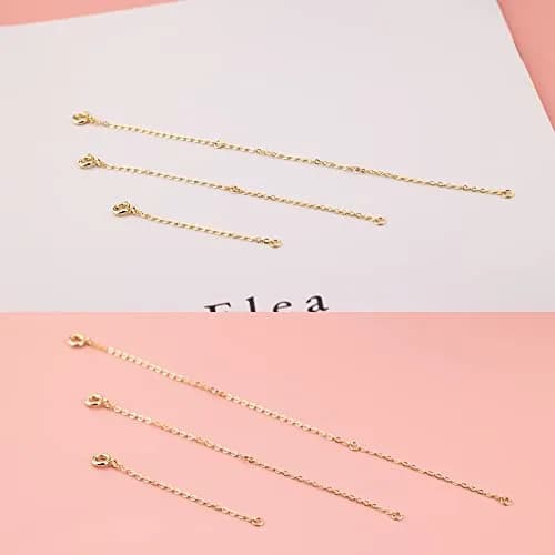 ASH'S CHOICE 14K Gold Plated Brass Necklace Extenders with Lobster Clasp, 3-Piece Set (2, 4, 6 Inches) thumbnail 2