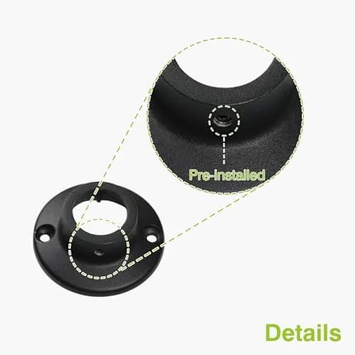 Naiture Shower Curtain Rod Round Flange Set of 2, Black | Corrosion-Resistant Zinc Alloy, Fits 1" OD Shower Rods thumbnail 5