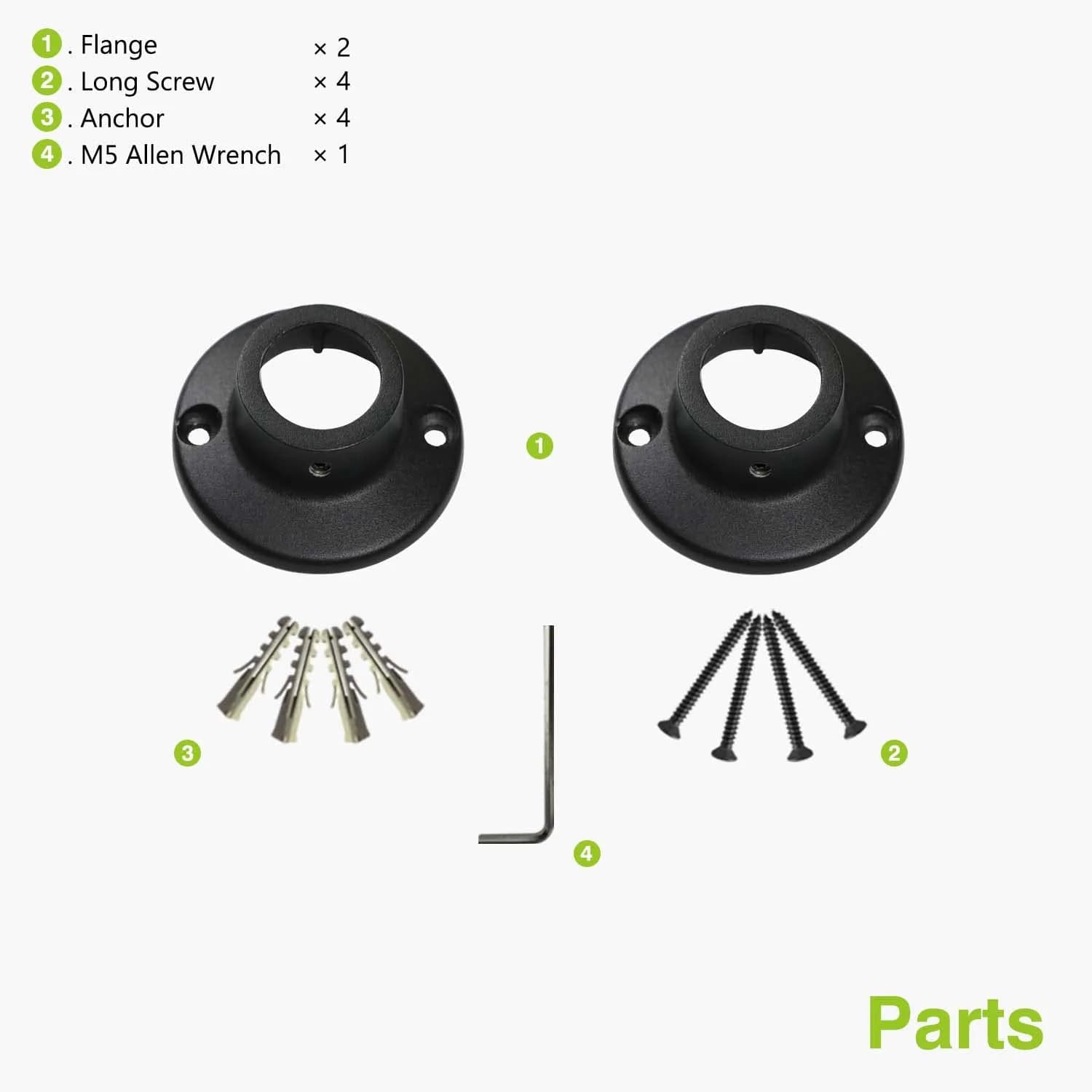 Naiture Shower Curtain Rod Round Flange Set of 2, Black | Corrosion-Resistant Zinc Alloy, Fits 1" OD Shower Rods - view 6