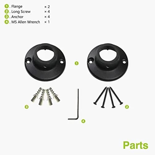 Naiture Shower Curtain Rod Round Flange Set of 2, Black | Corrosion-Resistant Zinc Alloy, Fits 1" OD Shower Rods thumbnail 6
