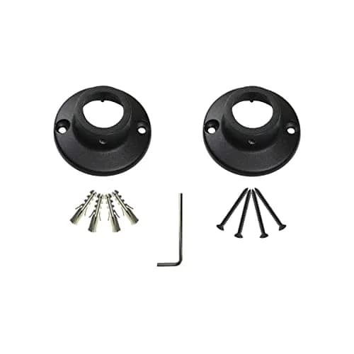 Naiture Shower Curtain Rod Round Flange Set of 2, Black | Corrosion-Resistant Zinc Alloy, Fits 1" OD Shower Rods thumbnail 1
