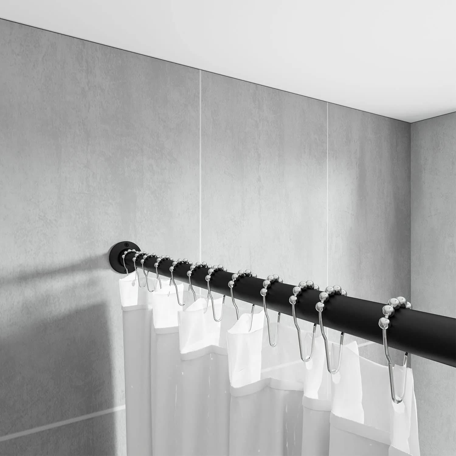 Naiture Shower Curtain Rod Round Flange Set of 2, Black | Corrosion-Resistant Zinc Alloy, Fits 1" OD Shower Rods - view 2