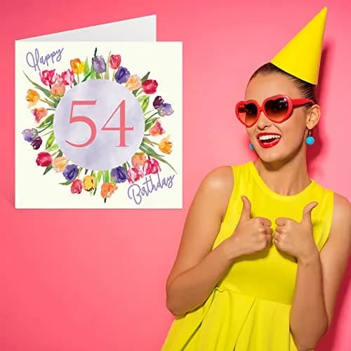 Stuff4 54th Birthday Cards for Women Watercolour Tulips 145mm x 145mm | Watercolour Floral Design for Women thumbnail 7