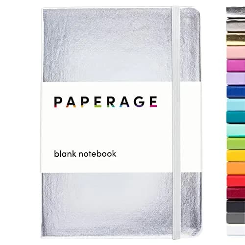 PAPERAGE Blank Journal Notebook Metallic Silver 5.6 in x 8 in | Acid-Free Paper Journal for Students - view 2