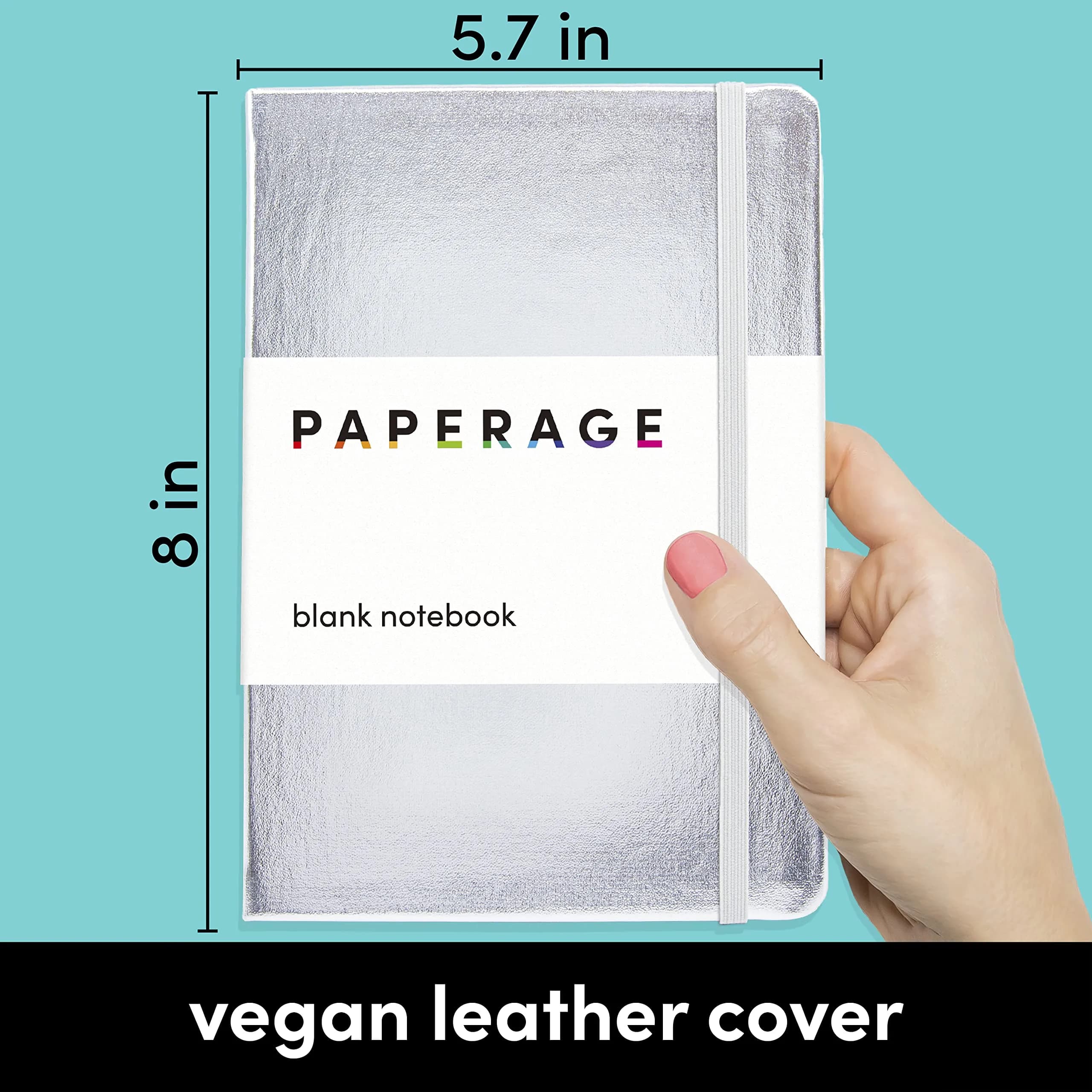 PAPERAGE Blank Journal Notebook Metallic Silver 5.6 in x 8 in | Acid-Free Paper Journal for Students - view 4