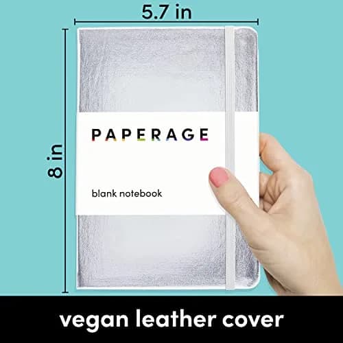 PAPERAGE Blank Journal Notebook Metallic Silver 5.6 in x 8 in | Acid-Free Paper Journal for Students - view 6