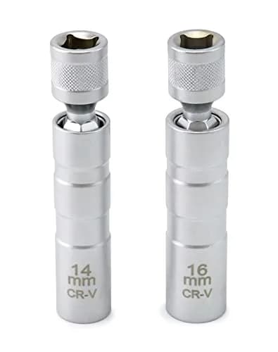 QWORK 14mm & 16mm Magnetic Swivel Spark Plug Socket Set | 3/8" Drive 12 Point Thin Wall Tool thumbnail 1