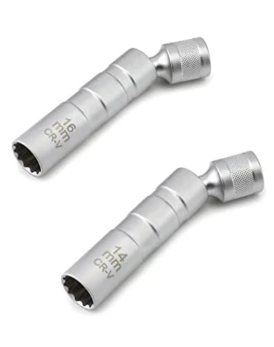 QWORK 14mm & 16mm Magnetic Swivel Spark Plug Socket Set | 3/8" Drive 12 Point Thin Wall Tool thumbnail 7