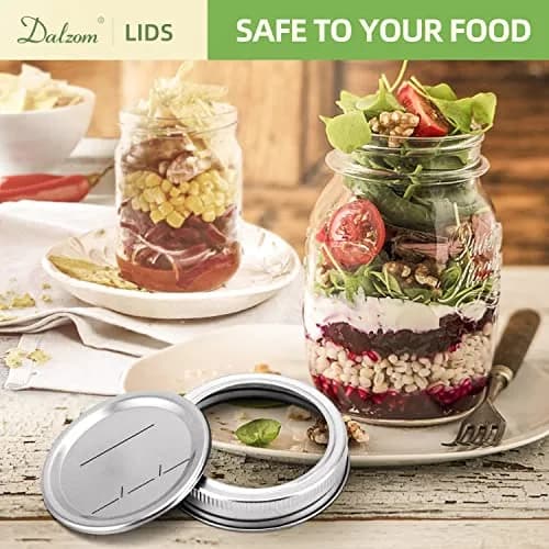 Dalzom Wide Mouth Mason Jar Canning Lids & Rings Set 24Pcs | Airtight Food Grade Material thumbnail 5