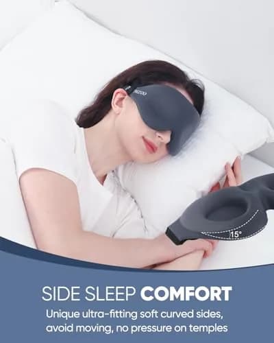 MZOO Luxury Sleep Mask for Women & Men | 13mm Deep Eye Cups, 22mm Nose Padding, Adjustable Strap (D-Grey) thumbnail 3