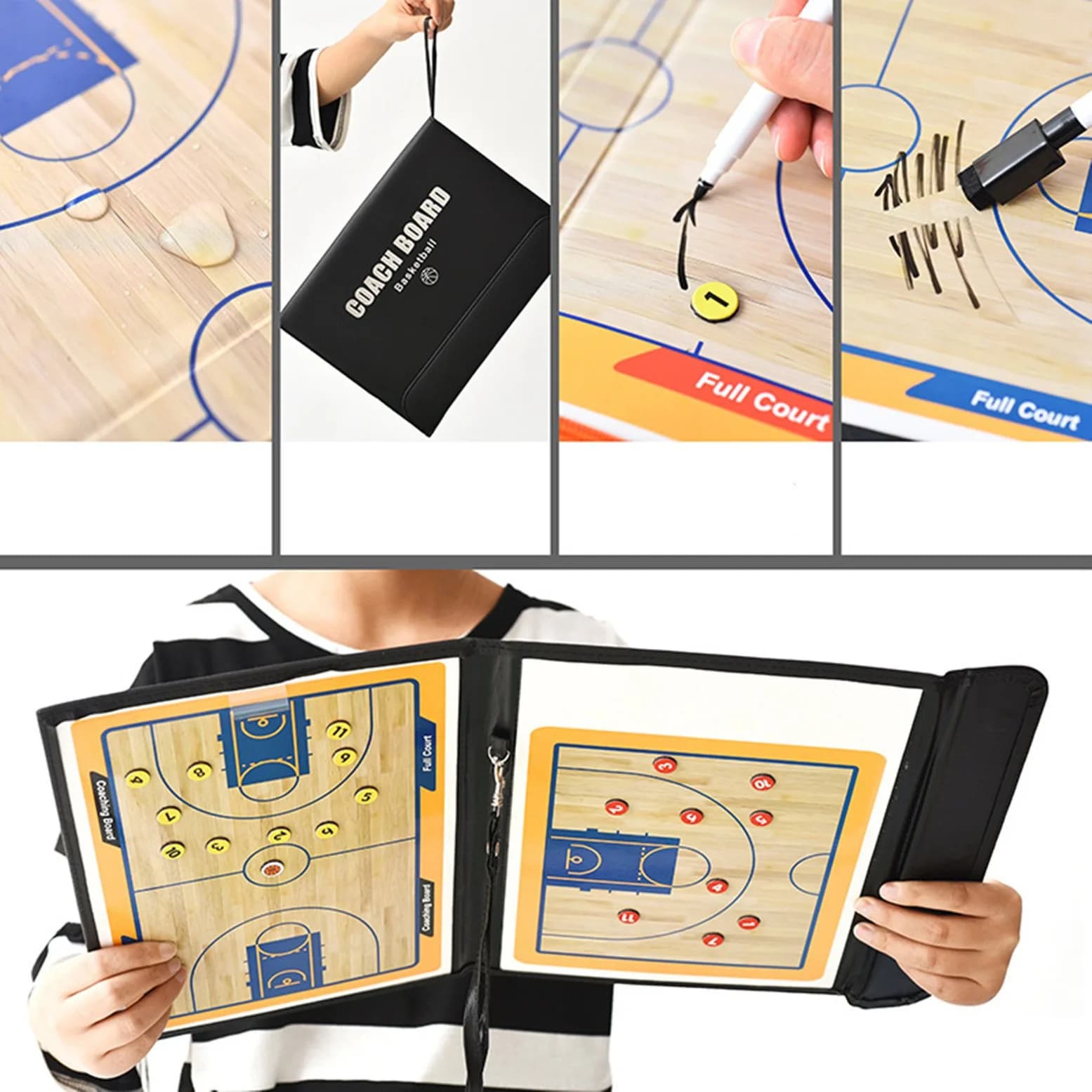 Pure Vie Foldable Magnetic Basketball Coaching Clipboard with Magnets & Pen | Strategy Board for Indian Coaches - view 5