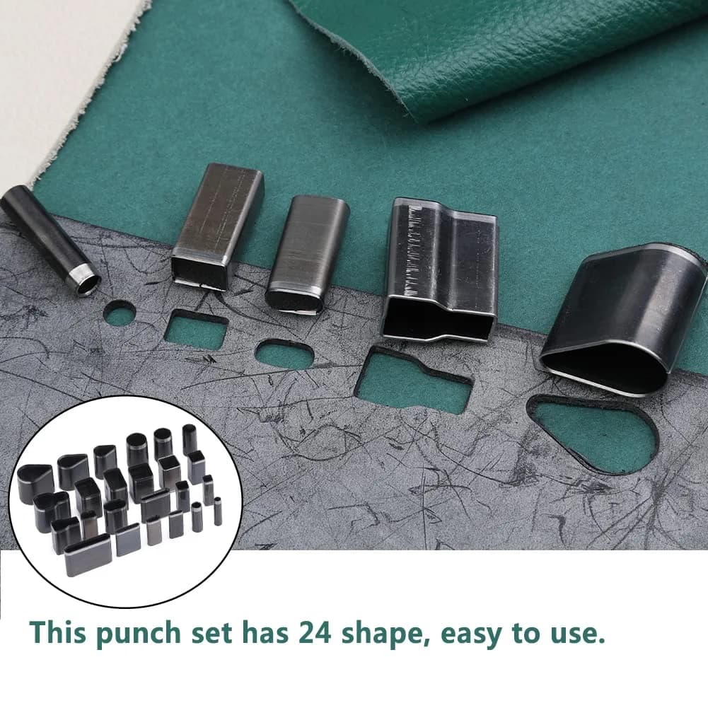 Yizzvb 24 Style Leather Hollow Punch Cutter Tool Set with Box | Versatile Shapes for DIY Crafts - view 4