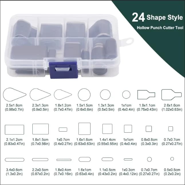 Yizzvb 24 Style Leather Hollow Punch Cutter Tool Set with Box | Versatile Shapes for DIY Crafts - view 2