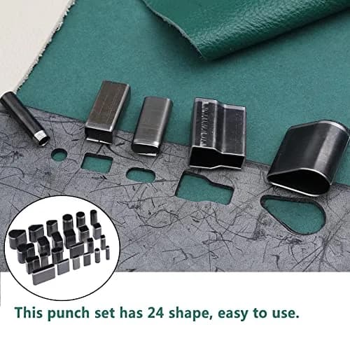 Yizzvb 24 Style Leather Hollow Punch Cutter Tool Set with Box | Versatile Shapes for DIY Crafts thumbnail 4