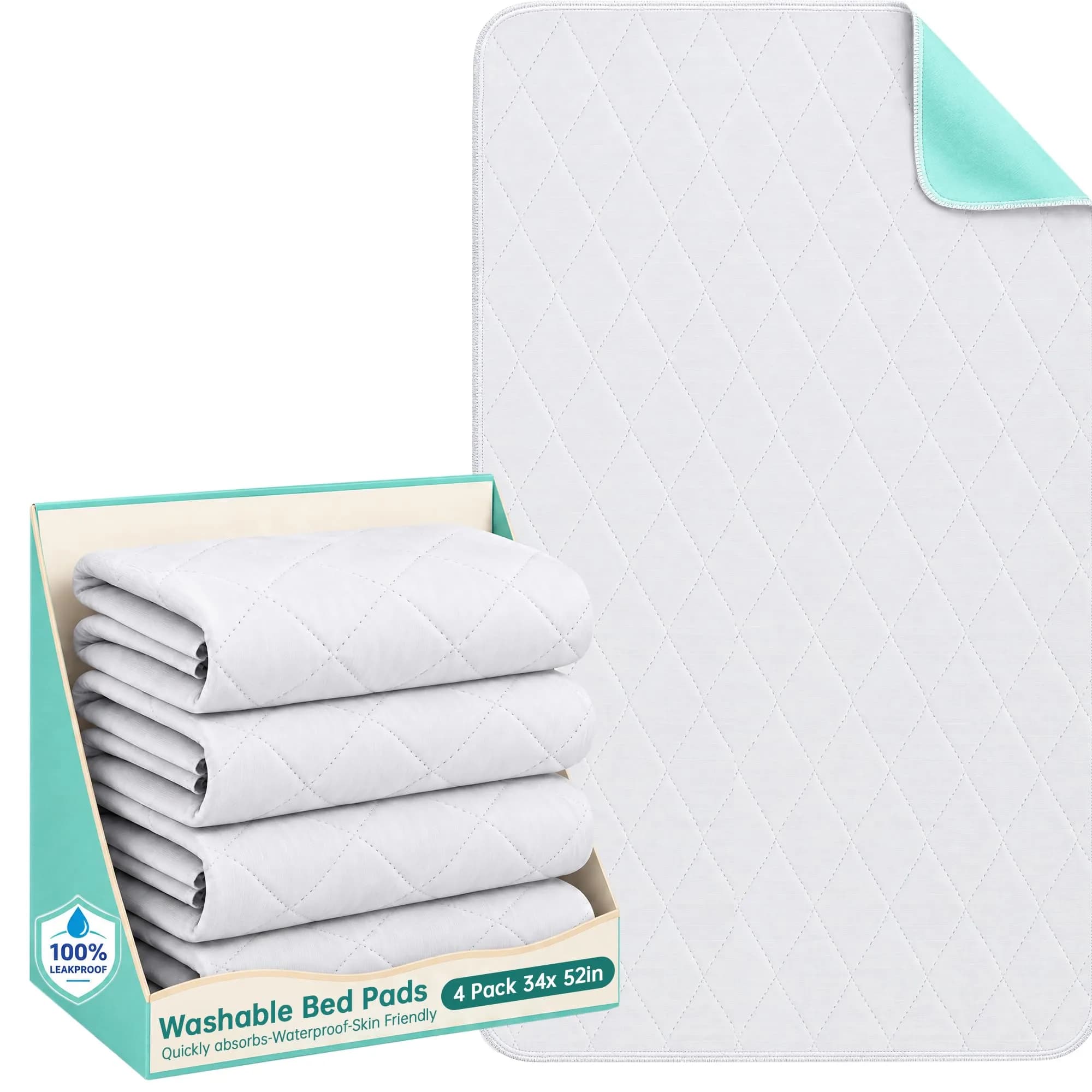CoolShields Reusable Waterproof Bed Pads 34x52 Inch | Washable Incontinence Protector for Adults & Pets