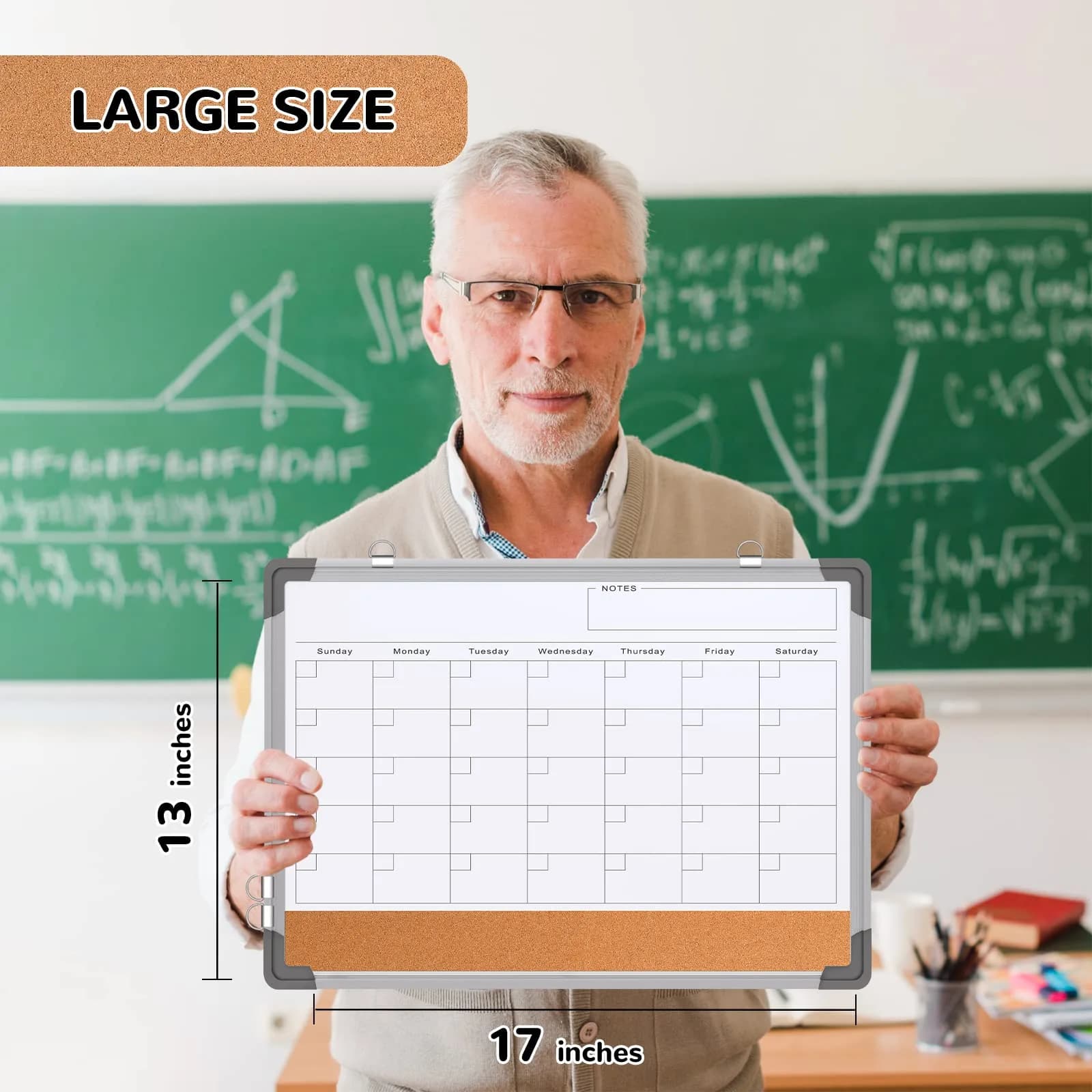 ABERLLS Monthly Calendar Whiteboard with Cork Board 17"x13" | Magnetic Dry Erase Board for Office, Home, Planning - view 5