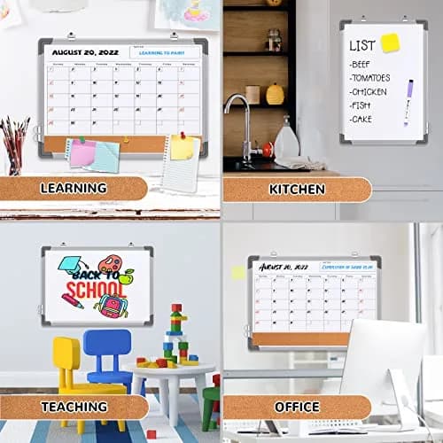 ABERLLS Monthly Calendar Whiteboard with Cork Board 17"x13" | Magnetic Dry Erase Board for Office, Home, Planning thumbnail 7