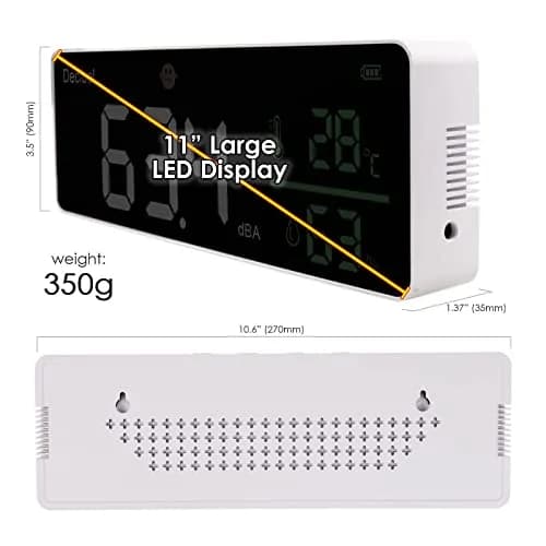 DANOPLUS 11-inch LED Decibel Meter with Temperature & Humidity, 30-130dB Range | Industrial Noise Measurement Tool thumbnail 5