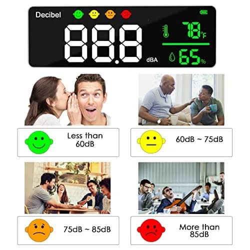 DANOPLUS 11-inch LED Decibel Meter with Temperature & Humidity, 30-130dB Range | Industrial Noise Measurement Tool thumbnail 2