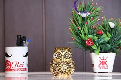 KridayKraft Vintage Metal Owl Action Showpiece and Paper Weight Gold | 10 cm (3.94 in) thumbnail 6
