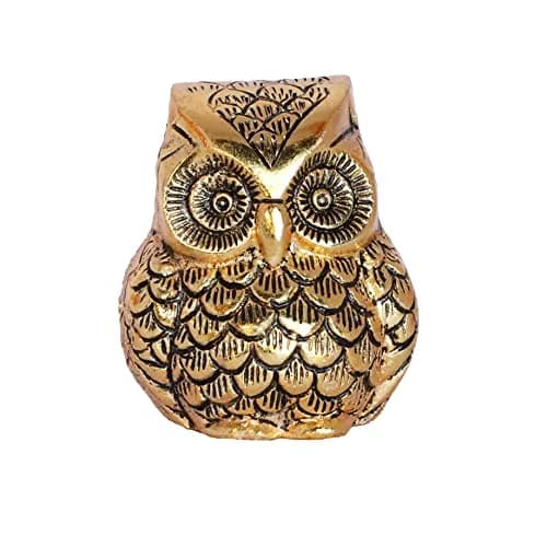 KridayKraft Vintage Metal Owl Action Showpiece and Paper Weight Gold | 10 cm (3.94 in) thumbnail 7