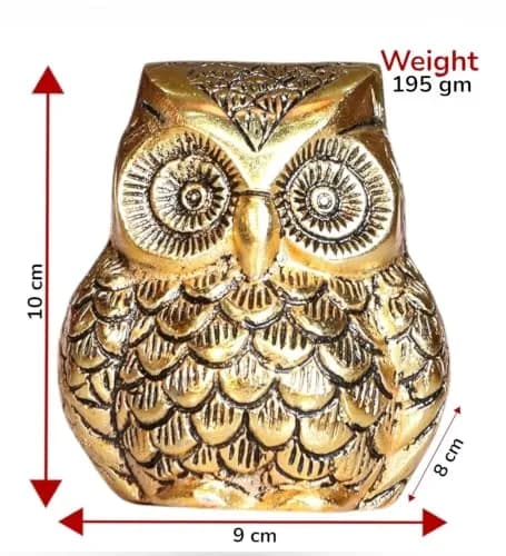KridayKraft Vintage Metal Owl Action Showpiece and Paper Weight Gold | 10 cm (3.94 in) thumbnail 2