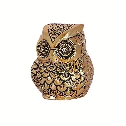 KridayKraft Vintage Metal Owl Action Showpiece and Paper Weight Gold | 10 cm (3.94 in) thumbnail 3