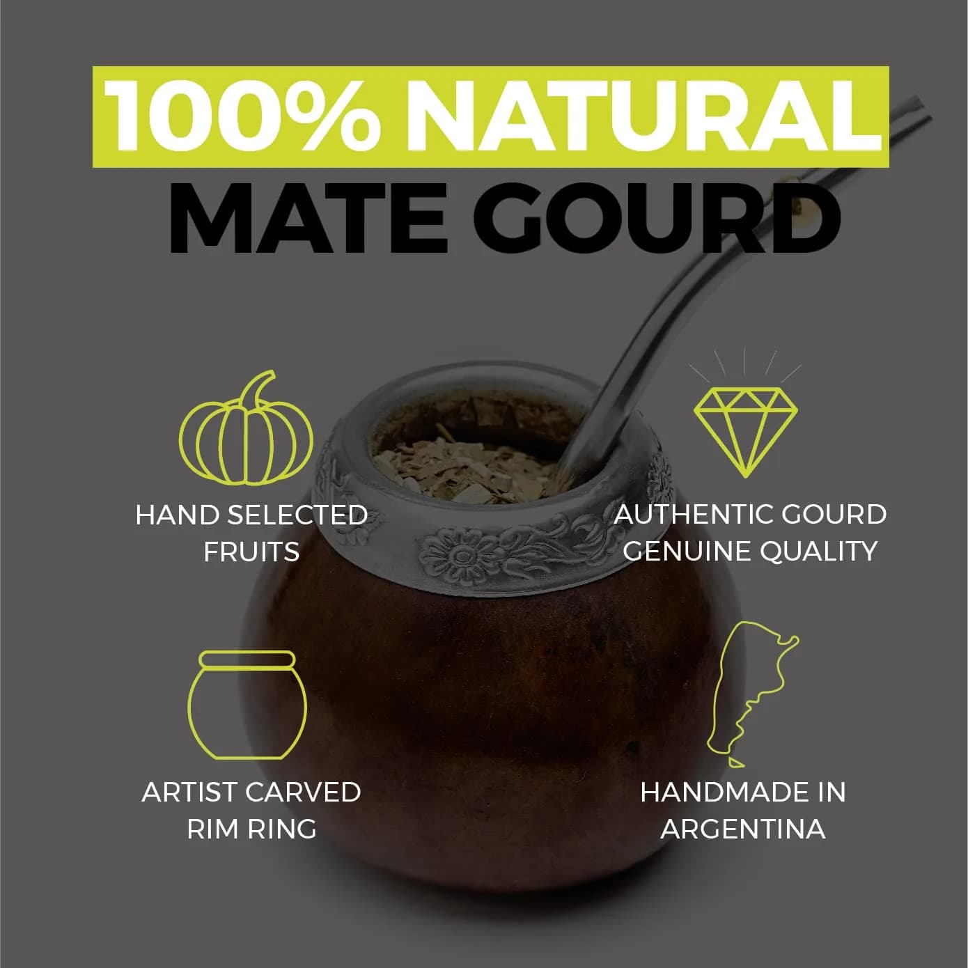 BALIBETOV Natural Base 1 Yerba Mate Gourd Set - 207ml Authentic Handmade Cup - view 3