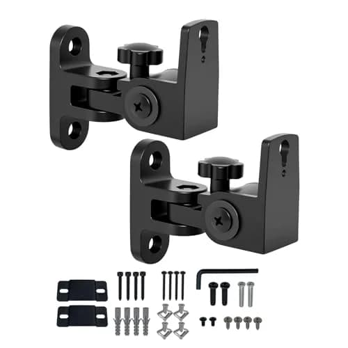 DAGCUXIN Speaker Wall Mounts (2-Pack, Black) | All-Metal Bracket for Small Speakers, Swivel & Tilt, Holds up to 13.6 kg (30 lbs) thumbnail 1