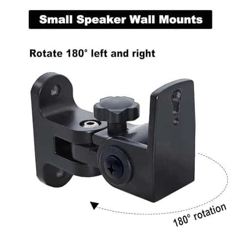 DAGCUXIN Speaker Wall Mounts (2-Pack, Black) | All-Metal Bracket for Small Speakers, Swivel & Tilt, Holds up to 13.6 kg (30 lbs) thumbnail 4