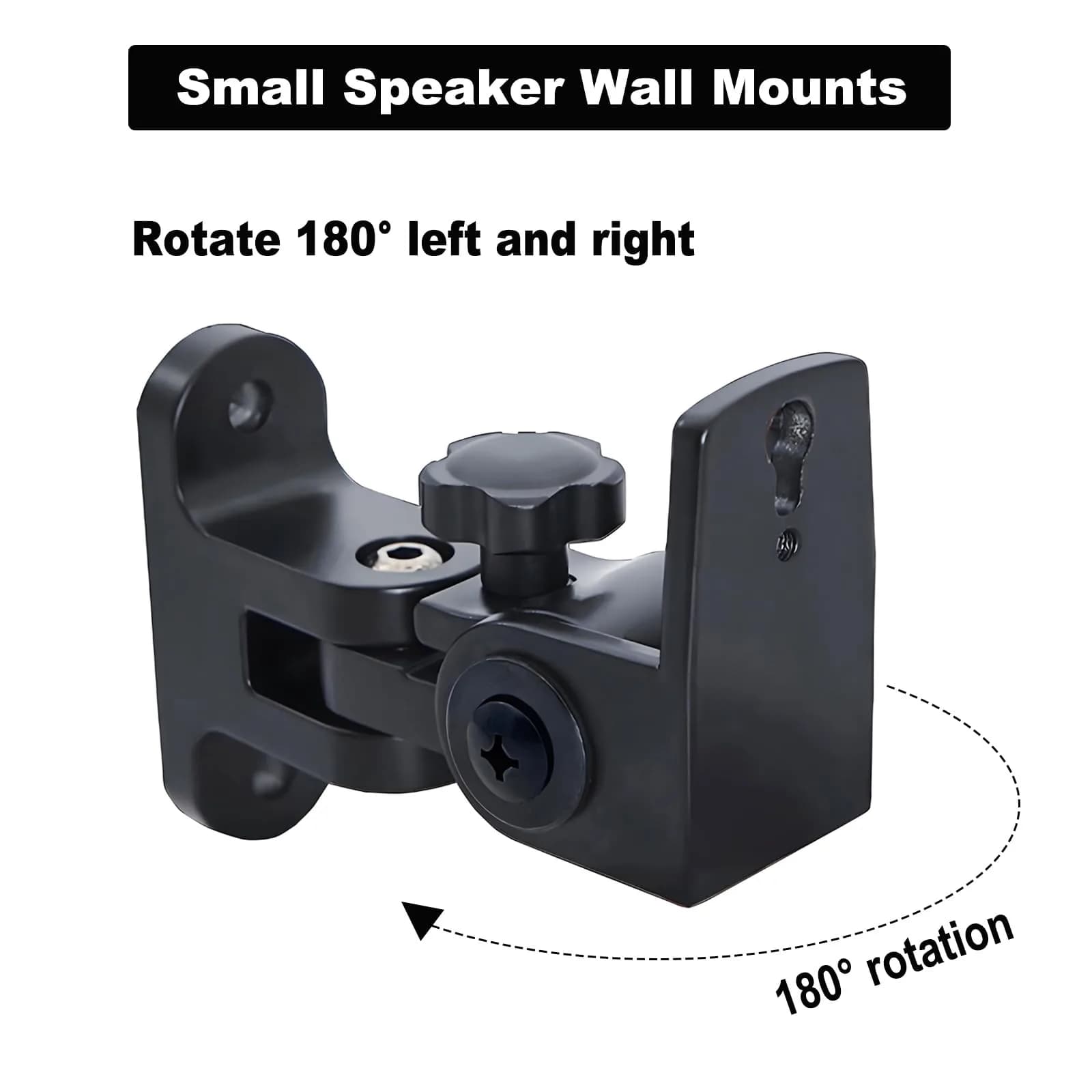 DAGCUXIN Speaker Wall Mounts (2-Pack, Black) | All-Metal Bracket for Small Speakers, Swivel & Tilt, Holds up to 13.6 kg (30 lbs) - view 4