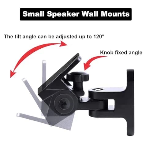 DAGCUXIN Speaker Wall Mounts (2-Pack, Black) | All-Metal Bracket for Small Speakers, Swivel & Tilt, Holds up to 13.6 kg (30 lbs) thumbnail 2