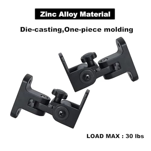 DAGCUXIN Speaker Wall Mounts (2-Pack, Black) | All-Metal Bracket for Small Speakers, Swivel & Tilt, Holds up to 13.6 kg (30 lbs) thumbnail 3