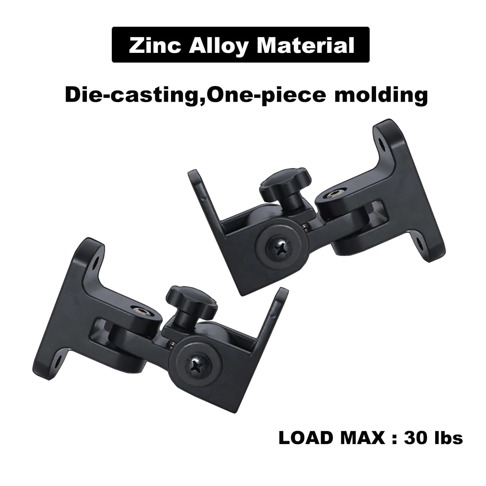 DAGCUXIN Speaker Wall Mounts (2-Pack, Black) | All-Metal Bracket for Small Speakers, Swivel & Tilt, Holds up to 13.6 kg (30 lbs) - view 3