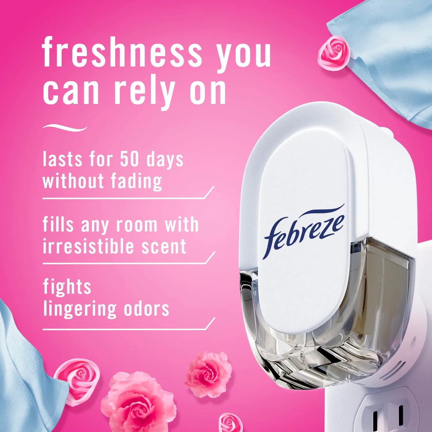 Febreze Fade Defy Plug-In Air Freshener Starter Kit with Downy April Fresh Scent, 2 Refills | Lasts 50 Days on Low - view 2