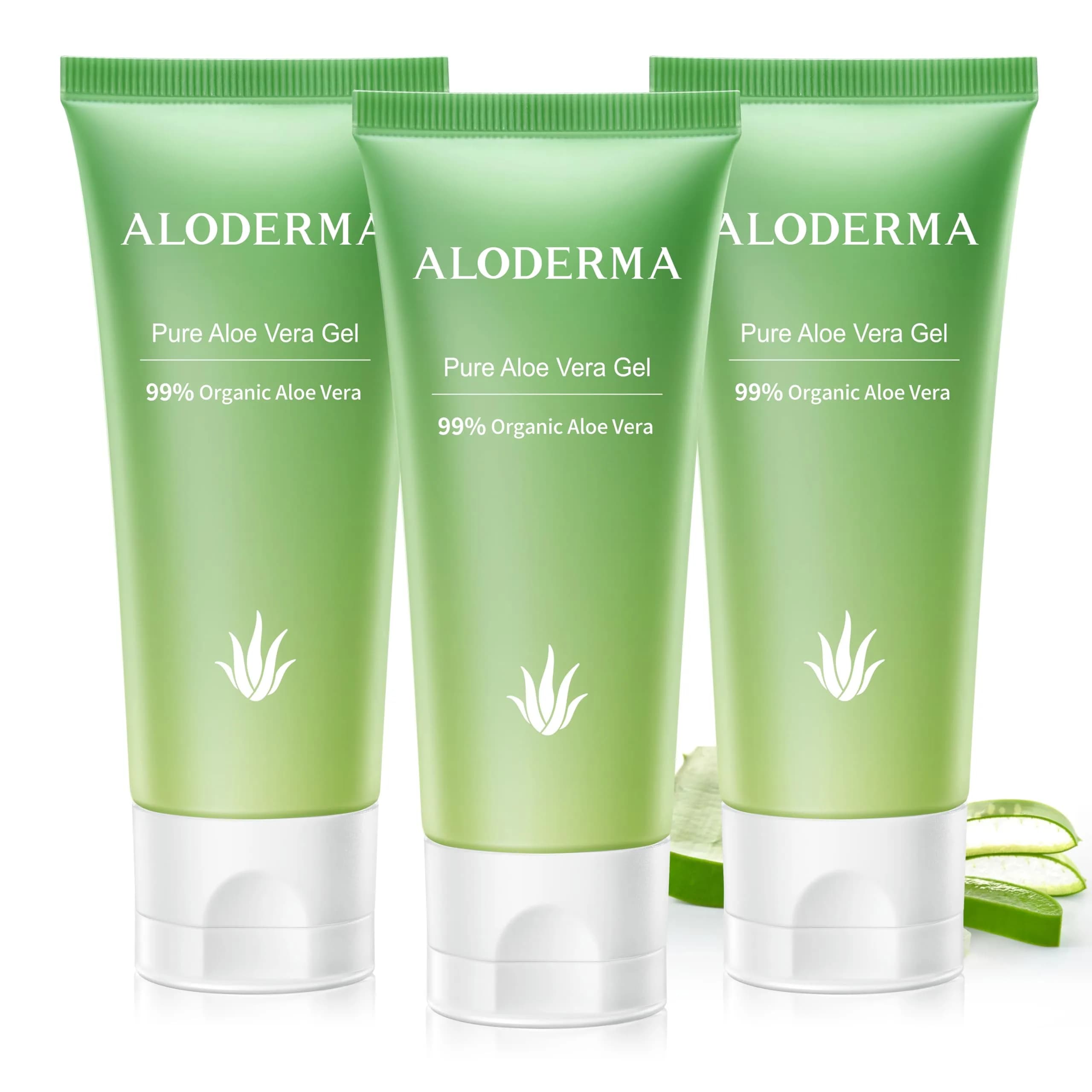 Aloderma Organic Aloe Vera Gel 135ml (4.5oz) 3 Tubes | USDA Organic Soothing & Hydrating - main product image