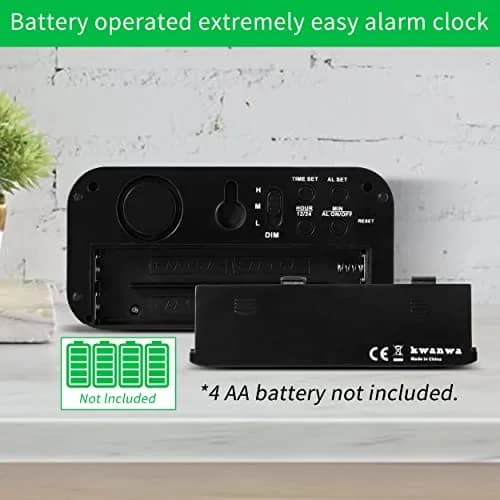 KWANWA KW618 Small Digital Alarm Clock Green LED 1.2 Inch | Battery Operated Portable Desk Clock thumbnail 4
