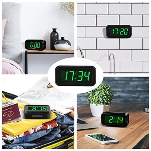 KWANWA KW618 Small Digital Alarm Clock Green LED 1.2 Inch | Battery Operated Portable Desk Clock thumbnail 7