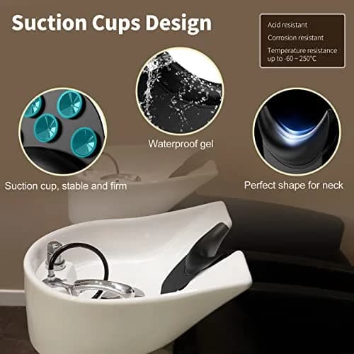AISEELY Silicone Shampoo Bowl Neck Rest with Suction Cup | 19.5cm (7.68in) x 19.8cm (7.8in) x 5.3cm (2.1in) thumbnail 3