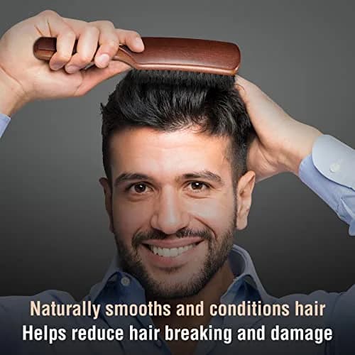O BRUSHZOO Boar Bristle Hair Brush for Men, Thin Fine Normal Hair & Beard | 90g (0.2 lb) thumbnail 4
