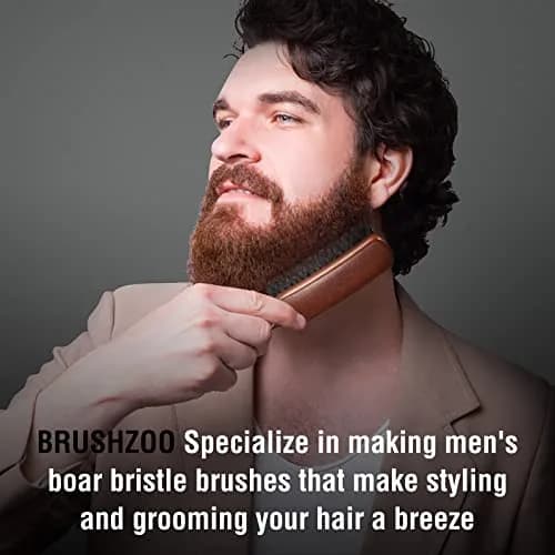 O BRUSHZOO Boar Bristle Hair Brush for Men, Thin Fine Normal Hair & Beard | 90g (0.2 lb) thumbnail 5