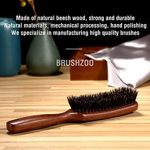 O BRUSHZOO Boar Bristle Hair Brush for Men, Thin Fine Normal Hair & Beard | 90g (0.2 lb) thumbnail 6
