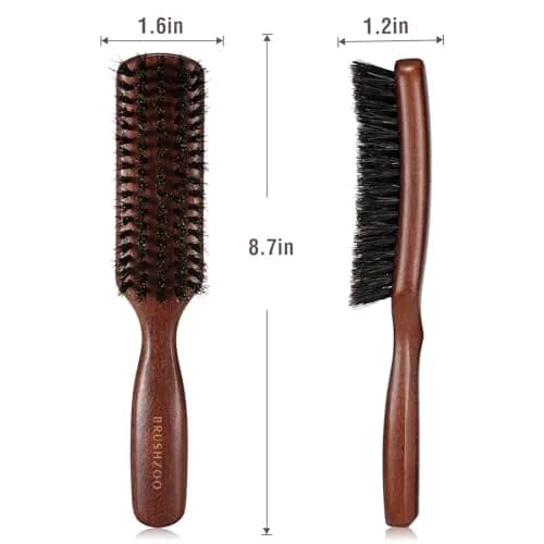 O BRUSHZOO Boar Bristle Hair Brush for Men, Thin Fine Normal Hair & Beard | 90g (0.2 lb) thumbnail 7