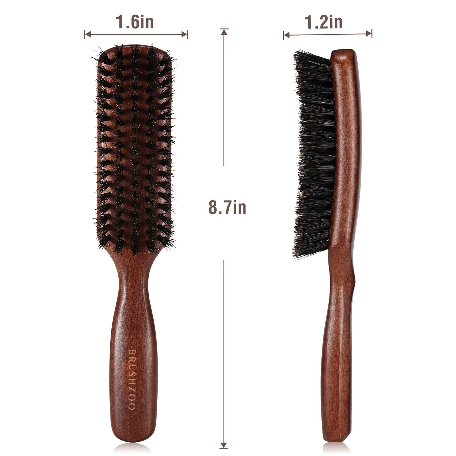 O BRUSHZOO Boar Bristle Hair Brush for Men, Thin Fine Normal Hair & Beard | 90g (0.2 lb) - view 7
