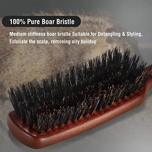 O BRUSHZOO Boar Bristle Hair Brush for Men, Thin Fine Normal Hair & Beard | 90g (0.2 lb) thumbnail 3