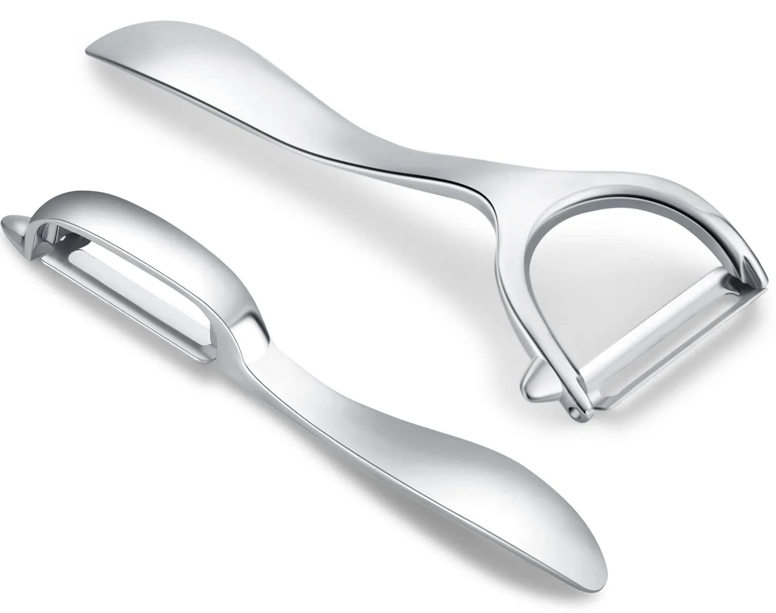 Honsen Set of 2 Stainless Steel Vegetable Peelers | Dual Blades for Fruits & Veggies, Ergonomic & Rustproof (M)