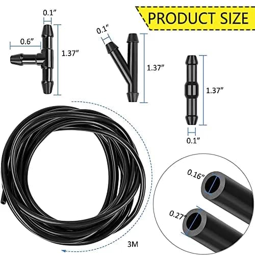DWARFOO Windshield Washer Hose Kit, 3 Meter | Durable Rubber, Universal Fit for Cars & Trucks thumbnail 2