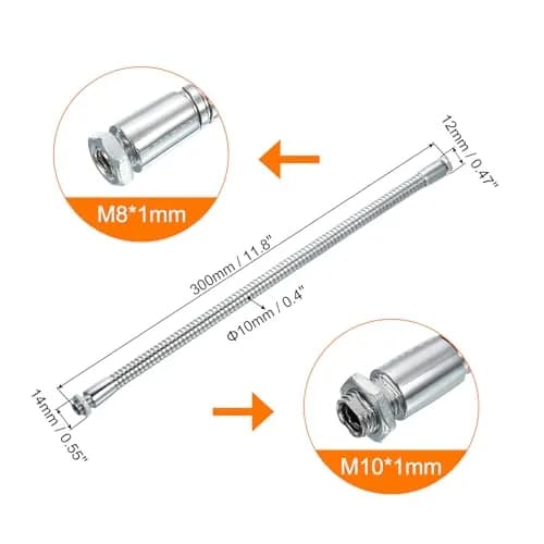 PATIKIL 11.8 inch (300mm) Metal Gooseneck Tube with M10/M8 Thread | Flexible Extension for Mic Stands & DIY thumbnail 2