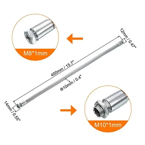 PATIKIL Universal Gooseneck Hose 400mm (15.7 Inch) | M10/M8 Thread Metal Bendable Arm for DIY thumbnail 2