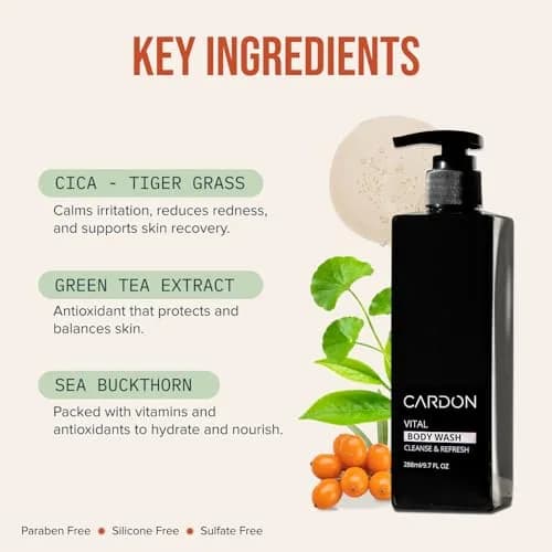 Cardon Acne Clearing Men's Body Wash 9.7 Fl Oz | Korean Skin Care with Green Tea & Cica thumbnail 3